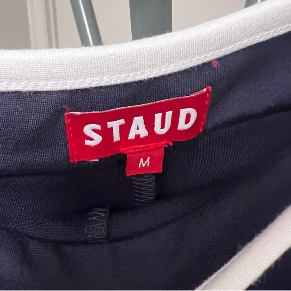 STAUD Navy Pants with White Waistband - Picture 3 of 4
